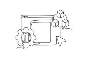 Blockchain in programmatic. Technology in service concept. Single line draw design. graphic illustration vector