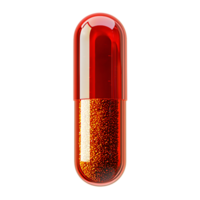 Transparent Red Capsule Filled with Orange and White Granules Medicine Pharmacy Healthcare png