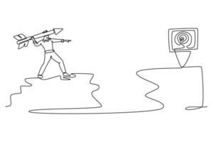 motivated professionals go up following graphics line to achieving goals. Personal goals concept. Single line draw design. graphic illustration vector