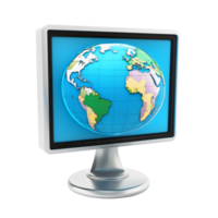 Global Connectivity Earth Map Displayed on Modern Computer Monitor png