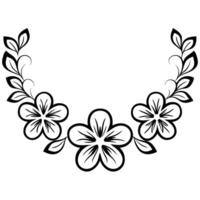 Intricate Botanical Illustration Black and White Delicate Floral Design vector