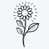 Modern Minimalist Sunflower Black and White Illustration for Botanical Art vector