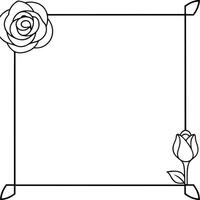 Simple Floral Design Minimalist Line Drawing of Single Flower in Corner vector