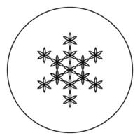 Flower of life Sacred geometry icon in circle round black color outline contour vector