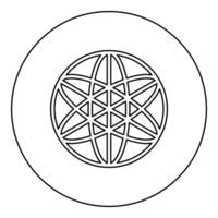 Equilibrium sacred geometry symbol icon in circle round black color outline contour line thin vector