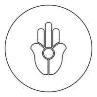 Symbol Natib Qadish Kappu palm Hamsa Levantian neo paganism neopaganism religious symbol Hand indian paganism icon in circle round black color outline contour line thin vector