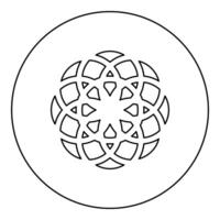Flower of life Sacred geometry icon in circle round black color outline vector
