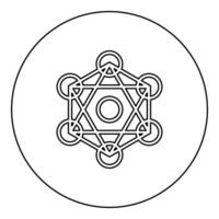 Metatron cube Sacred geometry icon in circle round black color outline contour vector