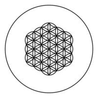 Flower of life Sacred geometry icon in circle round black color outline contour thin vector