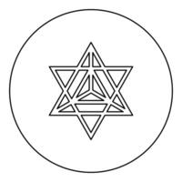 Star tetra Sacred geometry symbol icon in circle round black color outline contour line thin style vector