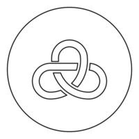 Gordian knot Sacred geometry symbol icon in circle round black color outline contour line thin style vector