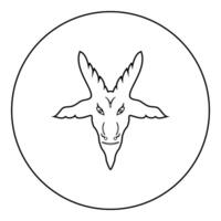 Head goat Symbol Satanism of Lavaeus Sigil of Baphomet sign icon in circle round black color outline contour line thin style vector