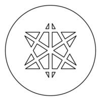 Metatron cube Sacred geometry icon in circle round black color outline contour line vector