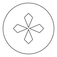 Star rhombus four leaf of chestnut sacred geometry symbol element ornament icon in circle round black color outline contour line thin style vector