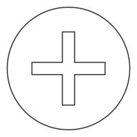 Greek Cross Crux quadrata christian crosses icon in circle round black color outline contour line thin style vector