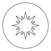 Star Bethlehem Christmas icon in circle round black color outline contour line thin vector