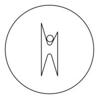 Symbol humanism strong person happy man icon in circle round black color outline contour line thin style vector