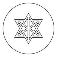 Metatron cube Sacred geometry icon in circle round black color outline vector