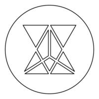 Star tetrahedron Sacred geometry icon in circle round black color outline contour line thin vector