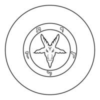 Symbol Satanism of Lavaeus Sigil of Baphomet sign icon in circle round black color outline contour line thin style vector