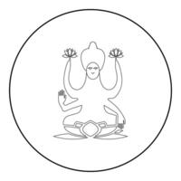 Lakshmi Goddess icon in circle round black color outline contour line thin style vector