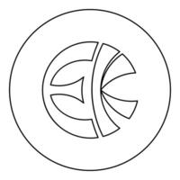 Symbol Eckankar religion EK icon in circle round black color outline contour line thin style vector