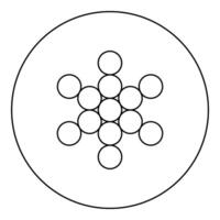 Fruit of life symbol Sacred geometry icon in circle round black color outline contour line thin style vector