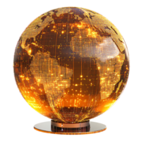 Global Network Illuminated Earth Globe with Digital Data Streams and Connections png
