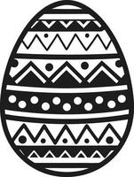 Decorative Easter Egg with Geometric Patterns - Black Silhouette Illustration vector