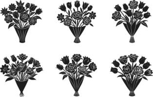 Set of Elegant Floral Bouquet Silhouettes - Perfect Illustrations for Mother's Day vector