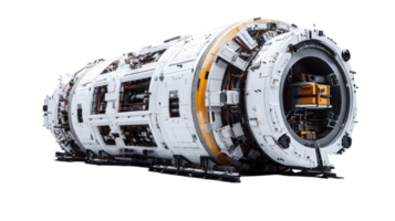 Futuristic Sci Fi Spaceship Technology Detailed Render of a Cylindrical Spaceship with Internal png