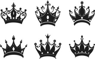 Set of Elegant Crown Silhouettes - Royal Illustration for Mother's Day and Luxury Designs vector