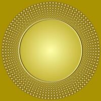 Round golden frame with abstract pattern on yellow background vector
