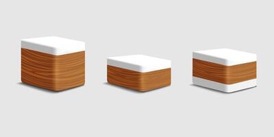 Wooden podiums, platforms for display product,3d set vector