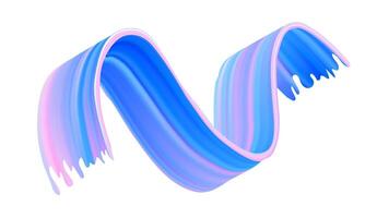 Abstract color brush stroke as 3D ribbon wave line. Dynamic fluid flow with gradient motion. Bright background shape with rough oil texture. Modern twirl pattern for art curvy banner design vector