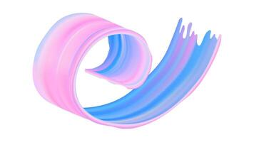 3D ribbon paint stroke in abstract color. Swirl splash wave with gradient rough texture. Dynamic acrylic background design. Modern blue and pink oil twirl element for bright digital art banner vector