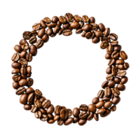 Roasted Coffee Beans Arranged in a Circle Frame Perfect for Mockups and Designs png