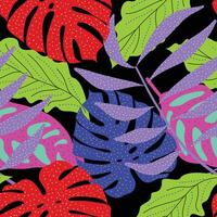 Abstract Floral seamless pattern with colorful leaves. tropical background vector