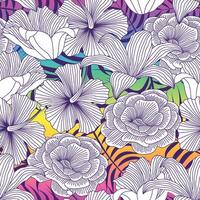 Abstract Floral seamless pattern with leaves. colorful gradient background vector