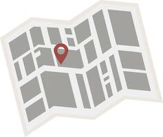 Location mark on a paper map. A symbol that represents a specific place on a map. A navigation point on a map. Paper map. vector