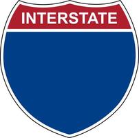Interstate blank sign. Interstate highway sign. Road number. Signpost indicating route numbers in the U.S. Interstate Highway System. Even numbers run west to east. Odd numbers run north to south. vector