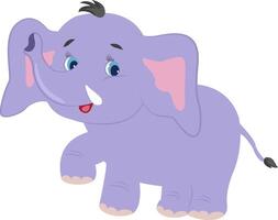Cheerful little friendly baby elephant on a white background. An element of your design. Animal mammal with big ears and trunk clipart for kids. vector