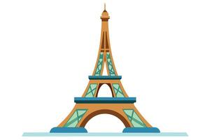 A Flat Illustration of the Eiffel Tower in Cartoon Style vector