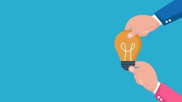 Illustration of Teamwork Generating Ideas. Concept of Hand Pairing Light Bulb Shape Puzzle with Blue Background Copy Space vector