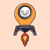 Idea with Light Bulb Energy. Light Bulb Becomes Rocket Concept vector