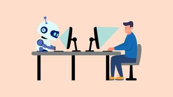 Illustration of Robot Communicating with People vector