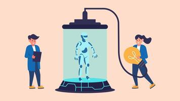 Graphic Illustration of Modern Robot Making vector