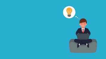 Graphic Illustration of Business, Entrepreneur, Career and Success Challenges. Character Concept Working in front of Laptop vector