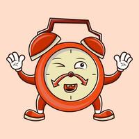 Alarm Clock Cartoon Character Style Design Time Symbol vector