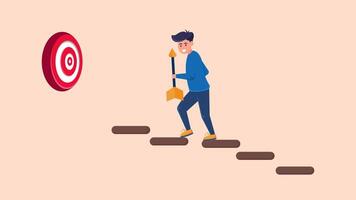 Illustration of Character Achieving Success with Hard Work Symbol of Character Overcoming Challenges vector